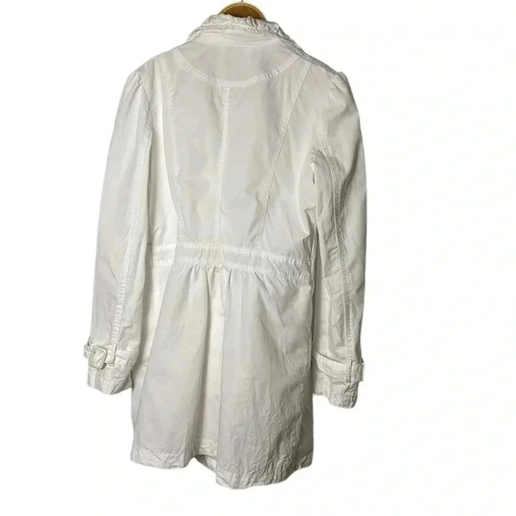 Cotton double breasted white trench coat,size 8. casual,career,vtg,Y2K, EC - Picture 7 of 14